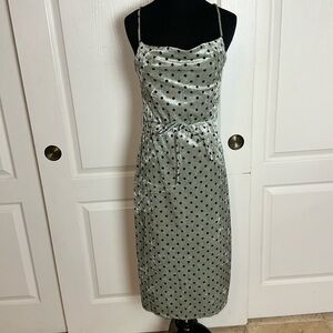 MINT VELVET POLKA DOT VELVET MIDI CAMI SUMMER DRESS